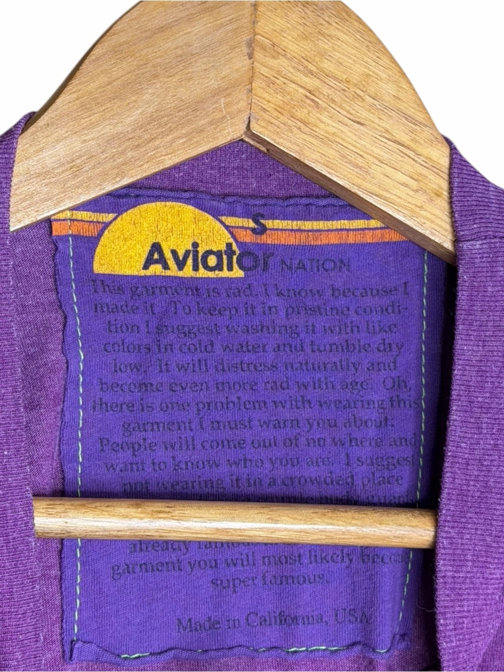 Aviator Nation Smiley Graphic Crop T-Shirt Women’s S Purple Rainbow California - Picture 4 of 12